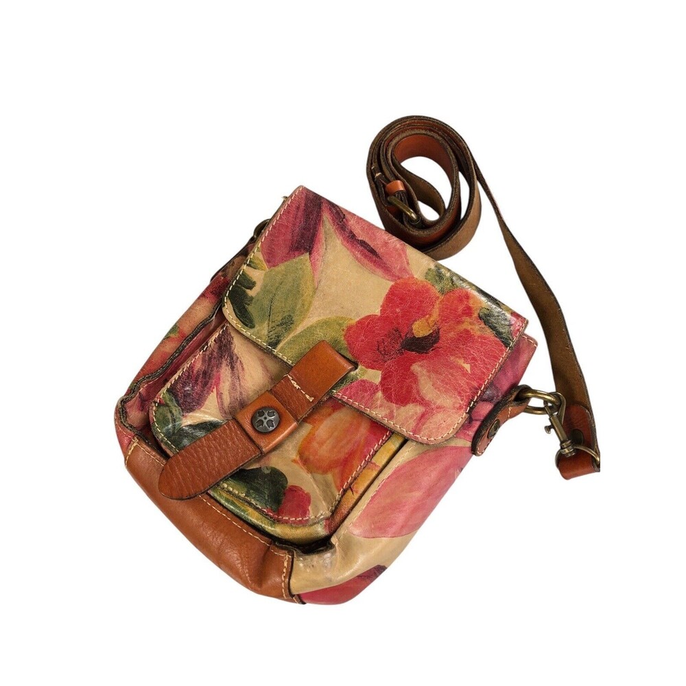PATRICIA NASH Floral Flap Leather Crossbody Bag Purse